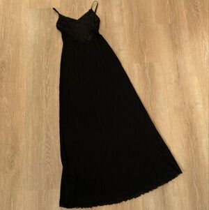 Vintage La Senza Mesh Lettuce Hem Lace-Trim Slip Dress